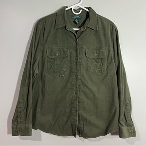Vintage Lauren Ralph Lauren Green Long Sleeve Button Shirt Womens Size XL